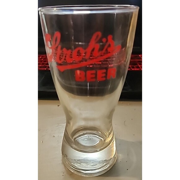 Vintage Stroh’s Beer Glass 5.5" Red Logo Detroit Brewery Barware Collectible - Picture 2 of 8